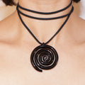 Elegant black spiral ring, modern jewelry. Image 1 of 3.