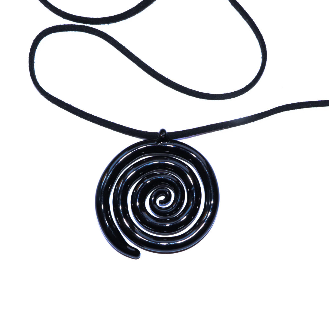 Elegant black spiral ring, unique jewelry design. Image 3 of 3.